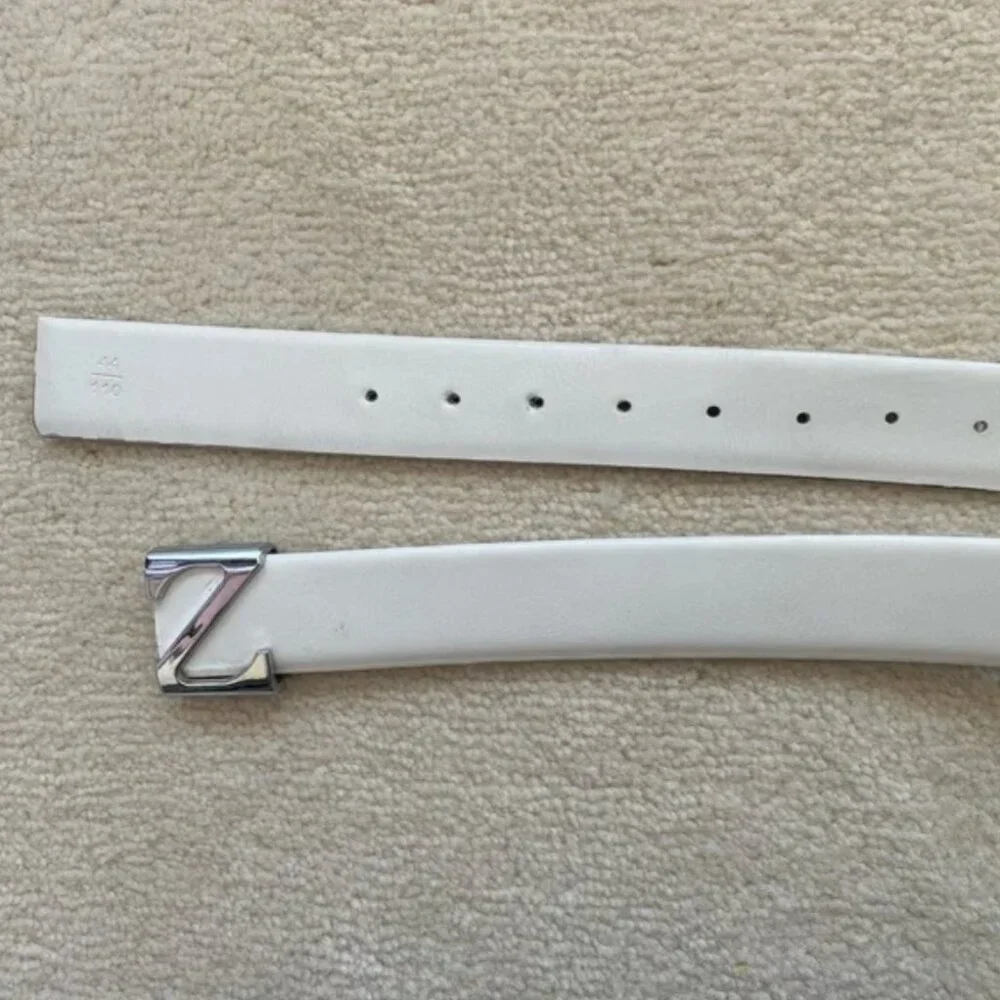 Men’s White Leather Belt